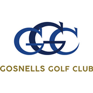Gosnells Golf Course logo: Three overlapping outlined letters G, G and C in mid blue and dark navy forming a linked monogram, above GOSNELLS GOLF CLUB in olive gold capitals.