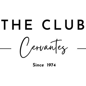 Cervantes Golf Club logo: The words THE CLUB in widely spaced black capitals above the word Cervantes in a flowing black handwritten script flanked by two thin horizontal rules, with Since 1974 in small bold black lettering underneath.