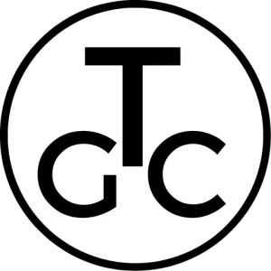 Toronto Country Club logo: A heavy black circular outline enclosing a black monogram, with a bold sans-serif capital T at the top whose long stem drops between a lighter-stroked capital G on the left and a capital C on the right.