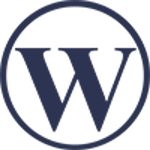 Wentworth Golf Club Orange logo: A navy blue serif capital W with fine bracketed serifs, filling a thin navy circular outline on white.