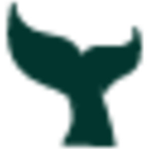 Whaleback Golf Course logo: A solid dark green silhouette of a whale's tail fluke rising from a narrow stalk, its two lobes sweeping upward and outward to pointed tips.