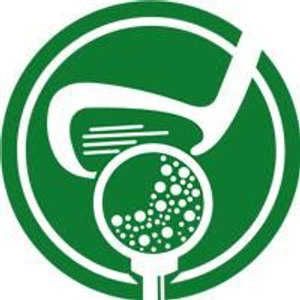 Club Taree Golf Course logo: A dark green disc with a broken white ring inside its rim, enclosing a white golf club head with a curved hosel and grooves across its face angled to the upper right, above a white golf ball speckled with green dimples resting on a white tee.