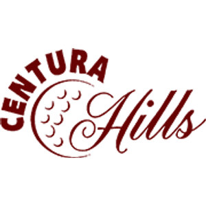 Centura Hills Golf Club logo: A dark maroon logo of a golf ball drawn as an open circle filled with dimple arcs, with CENTURA arched over the top and Hills in maroon script running across the right side.