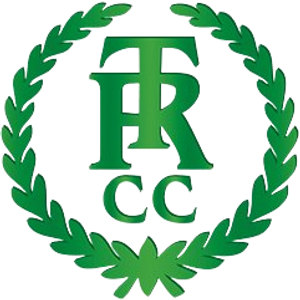 Toms River Country Club logo: A green laurel wreath surrounding an interlocking TR monogram with the letters CC beneath, all in gradient green.