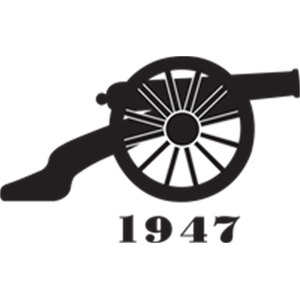 Stones River Country Club logo: A black silhouette of a Civil War field cannon with a spoked wheel above the year 1947.