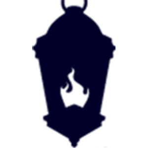 Ridgemont Country Club logo: A dark navy silhouette of a hanging lantern with a white flame cut out of its center.