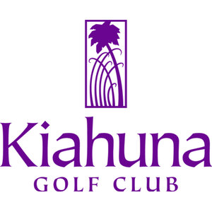Kiahuna Golf Club logo: Purple tall rectangle framing a palm tree over curving grass blades, above the purple wordmark Kiahuna GOLF CLUB.