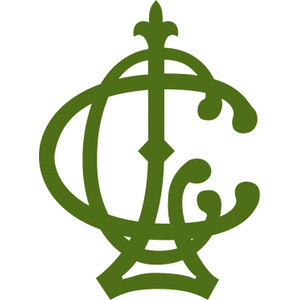 Country Club of Lincoln logo: An ornate olive-green monogram of the interlocking letters C, C, and L, with curled serif terminals and a fleur-de-lis-style finial at the top; olive green on white.