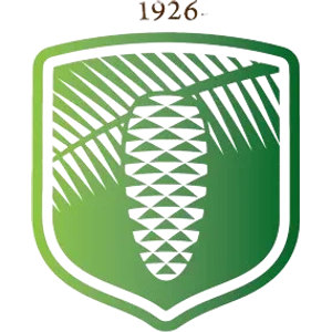 Fraser Edmundston Golf Club logo: A green shield outlined in white bearing a white-lined pine cone hanging beneath a fringed pine bough, with the year 1926 in small dark brown serif numerals above the shield.