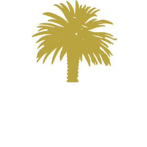 Wanganui Golf Club logo: A solid gold silhouette of a palm tree with fanned fronds spreading from a straight trunk.