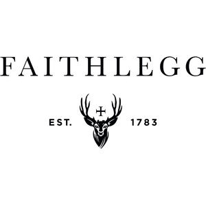 Faithlegg Golf Club logo: The wordmark 'FAITHLEGG' in black serif capitals with wide letter spacing, above a black stag's head with a cross between its antlers, flanked by 'EST.' on the left and '1783' on the right.