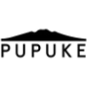 Pupuke Golf Club logo: A black silhouette of a low volcanic hill above the black wordmark PUPUKE in widely spaced capital letters on a thin black baseline.