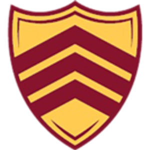 Glamorganshire Golf Club logo: A shield in gold and maroon with three descending chevron stripes, no text or lettering.