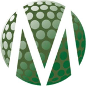 Mon Golf Complex logo: A green dimpled golf ball with a white letter M cut through its center in triangular, mountain-like strokes.