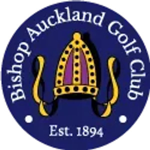 Bishop Auckland Golf Club logo: A navy circular badge showing a gold bishop's mitre with a magenta panel and gold tassels, ringed by Bishop Auckland Golf Club in white lettering with Est. 1894 in white below.