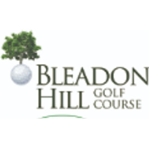 Bleadon Hill Golf Club logo: A leafy green tree growing out of a white golf ball, beside "BLEADON HILL" in dark green serif capitals with "GOLF COURSE" in smaller green capitals.