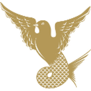 Bovey Castle Golf Club logo: A gold heraldic bird with outspread feathered wings and a scaled fish tail curling to the right.