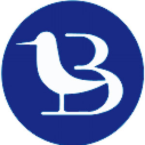 Bird Hills Golf Centre logo: A white long-billed bird standing in profile facing left, its body forming the upright stroke of a white letter B, on a navy blue circular badge.